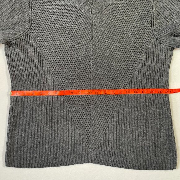 Coldwater Creek Gray Ribbed V Neck Sweater Thick Knit Long Sleeves Size 1x / 18 - Picture 6 of 12